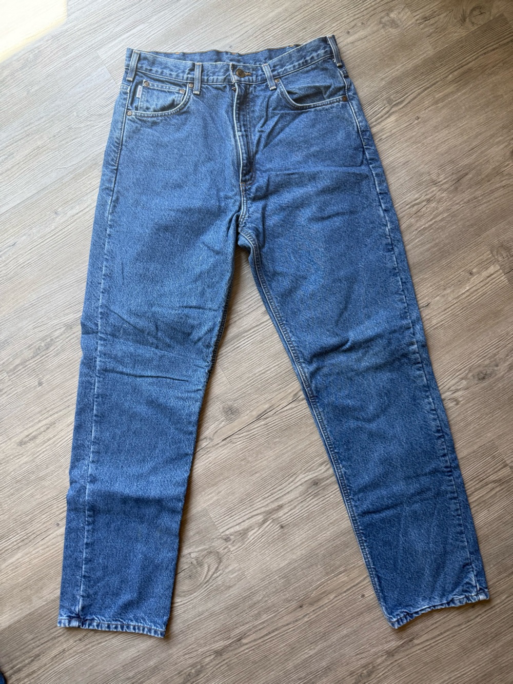 Carhartt B172 DST Jeans Mens 34x34 Blue Excellent Flannel Lined Relaxed Fit